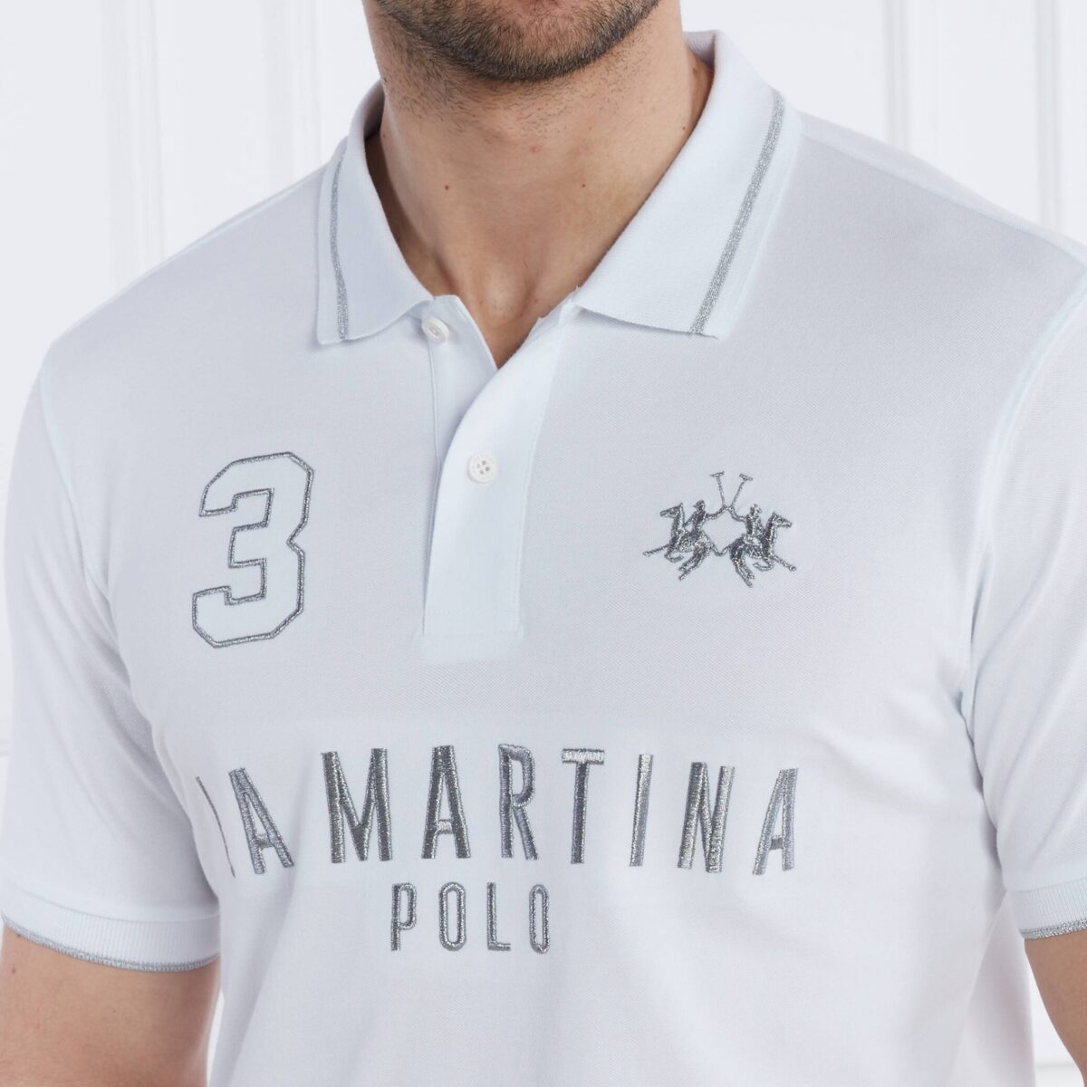 LA MARTINA MAN SHORT-SLEEVED REGULAR-FIT POLO IN STRETCH COTTON WHITE - Image 2
