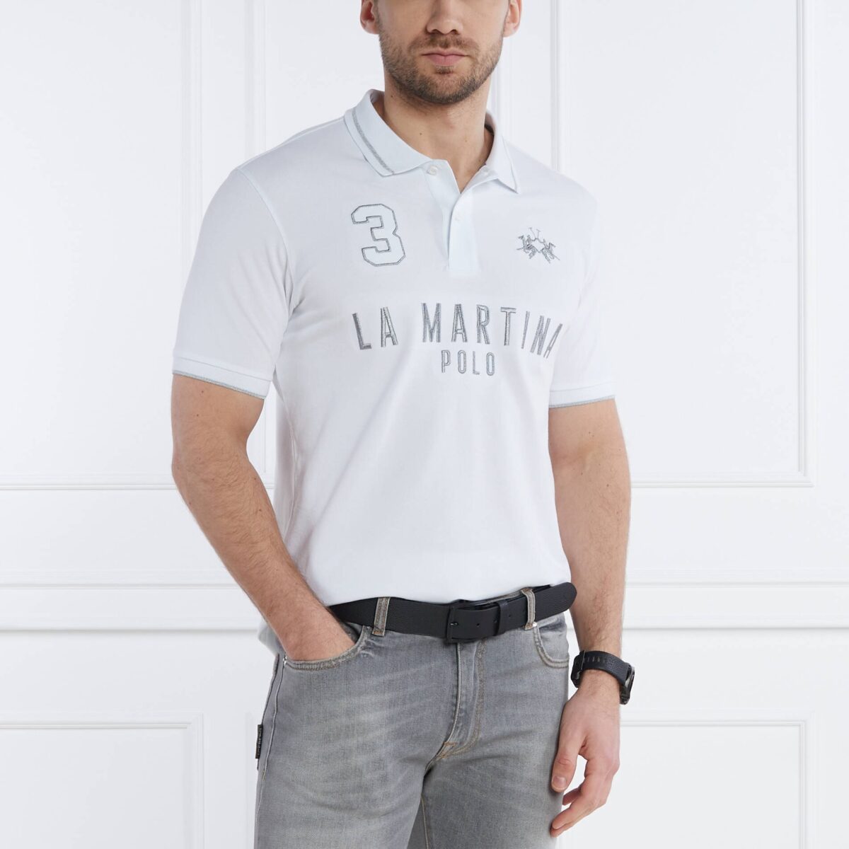 LA MARTINA MAN SHORT-SLEEVED REGULAR-FIT POLO IN STRETCH COTTON WHITE - Image 3