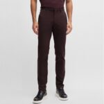 BOSS MEN KAITO SLIM-FIT TROUSERS IN A STRETCH COTTON BLEND DARK RED