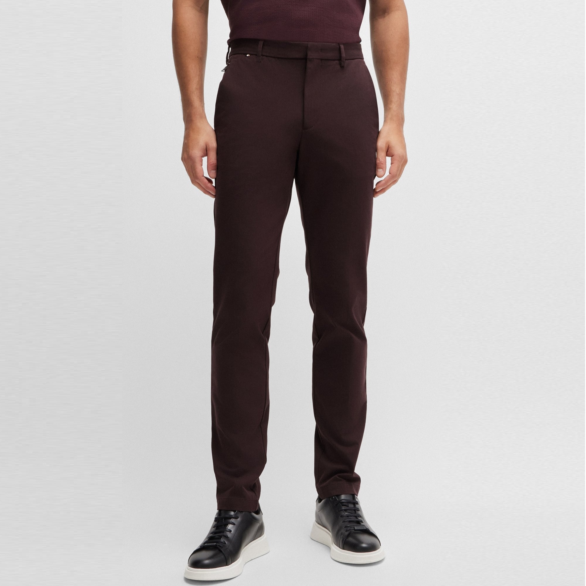 50487754-642-1 BOSS MEN KAITO SLIM-FIT TROUSERS IN A STRETCH COTTON BLEND DARK RED - Image 1