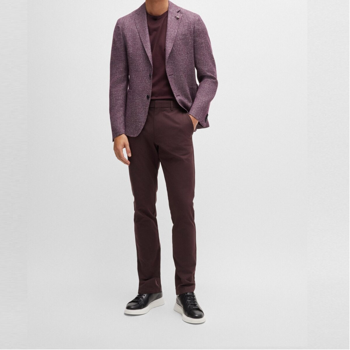 BOSS MEN KAITO SLIM-FIT TROUSERS IN A STRETCH COTTON BLEND DARK RED - Image 4