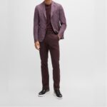 BOSS MEN KAITO SLIM-FIT TROUSERS IN A STRETCH COTTON BLEND DARK RED - Image 4