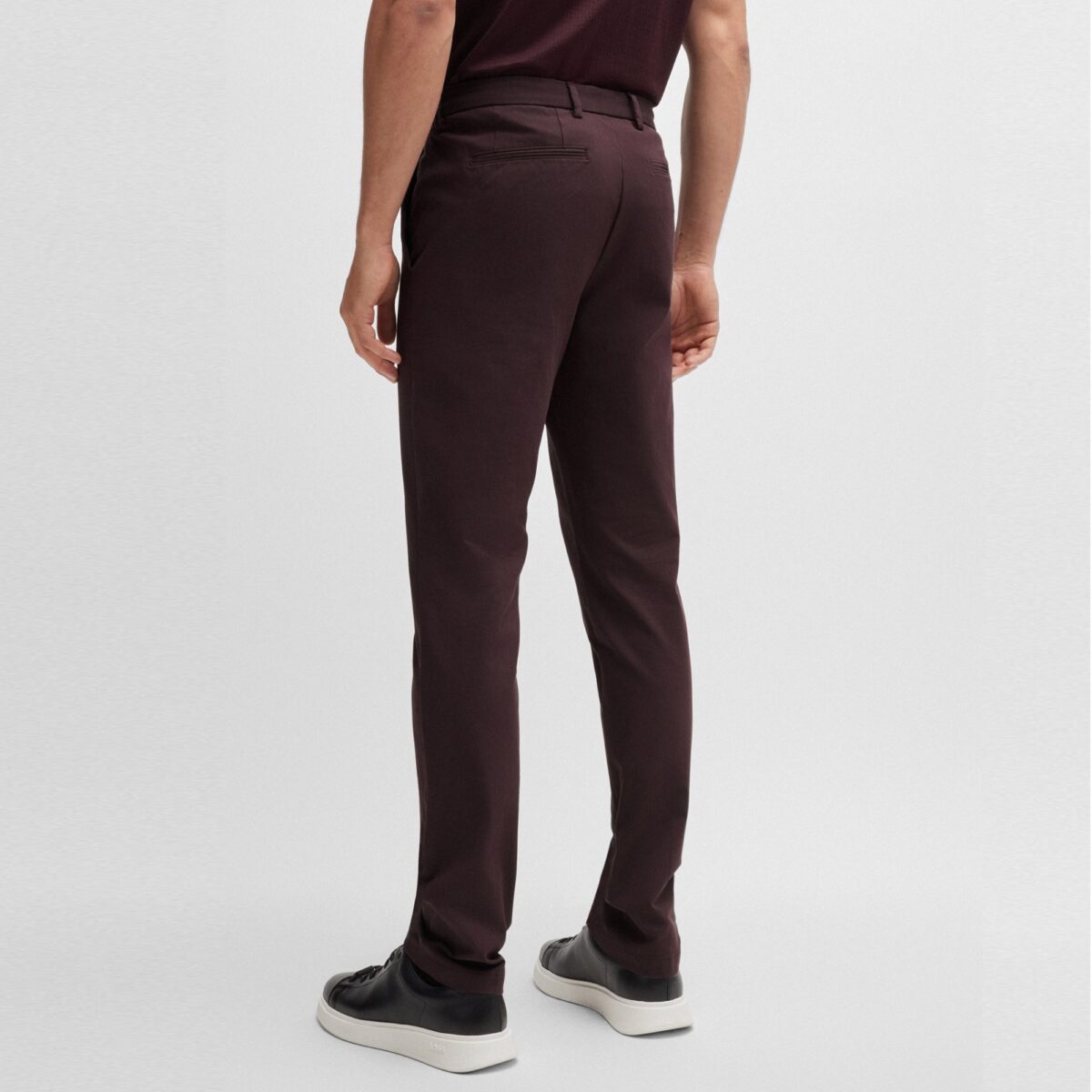BOSS MEN KAITO SLIM-FIT TROUSERS IN A STRETCH COTTON BLEND DARK RED - Image 3