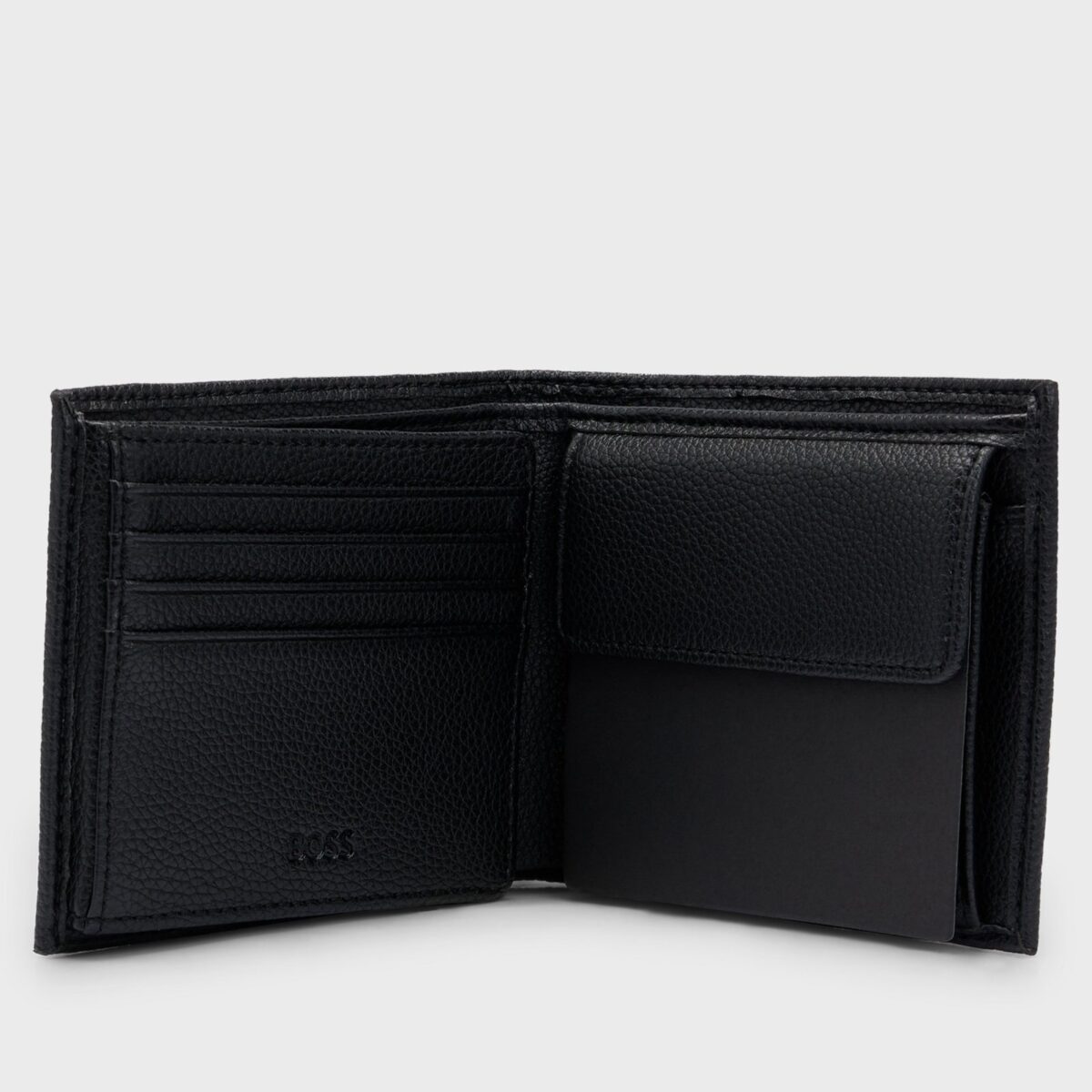 BOSS GRAINED FAUX-LEATHER RAY- WALLET WITH SIGNATURE STRIPE BLACK - Image 2