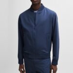 HUGO MEN P-HANRY-BMB SLIM-FIT BLOUSON JACKET IN A WOOL BLEND DARK BLUE