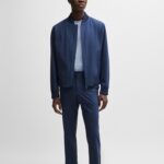 HUGO MEN P-HANRY-BMB SLIM-FIT BLOUSON JACKET IN A WOOL BLEND DARK BLUE - Image 5