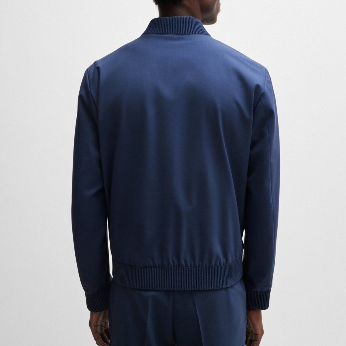 HUGO MEN P-HANRY-BMB SLIM-FIT BLOUSON JACKET IN A WOOL BLEND DARK BLUE - Image 4