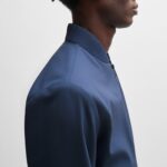 HUGO MEN P-HANRY-BMB SLIM-FIT BLOUSON JACKET IN A WOOL BLEND DARK BLUE - Image 2