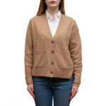POLO RALPH LAUREN WOMAN LOGO EMBROIDERY CARDIGAN CAMEL MELANGE