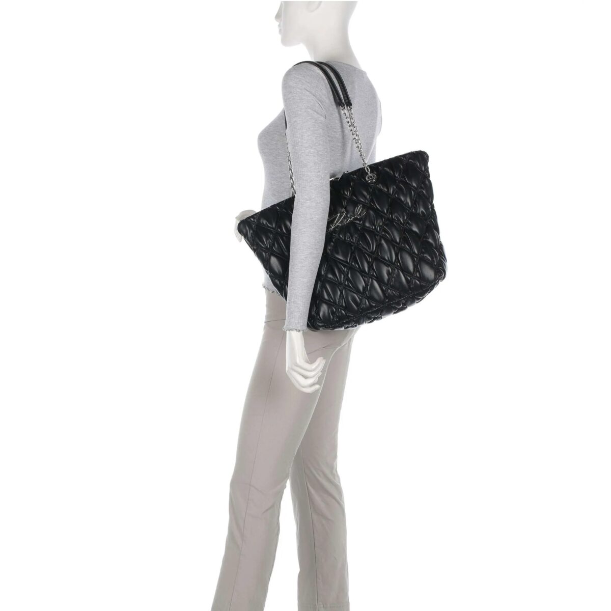 KARL LAGERFELD WOMEN'S K/SIGNATURE KUILT ΤΟΤΕ BLACK - Image 6