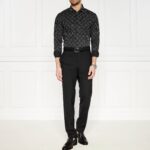 BOSS MEN H-HANK-S-KENT-C1-232 SLIM-FIT SHIRT IN PRINTED STRETCH COTTON BLACK - Image 6