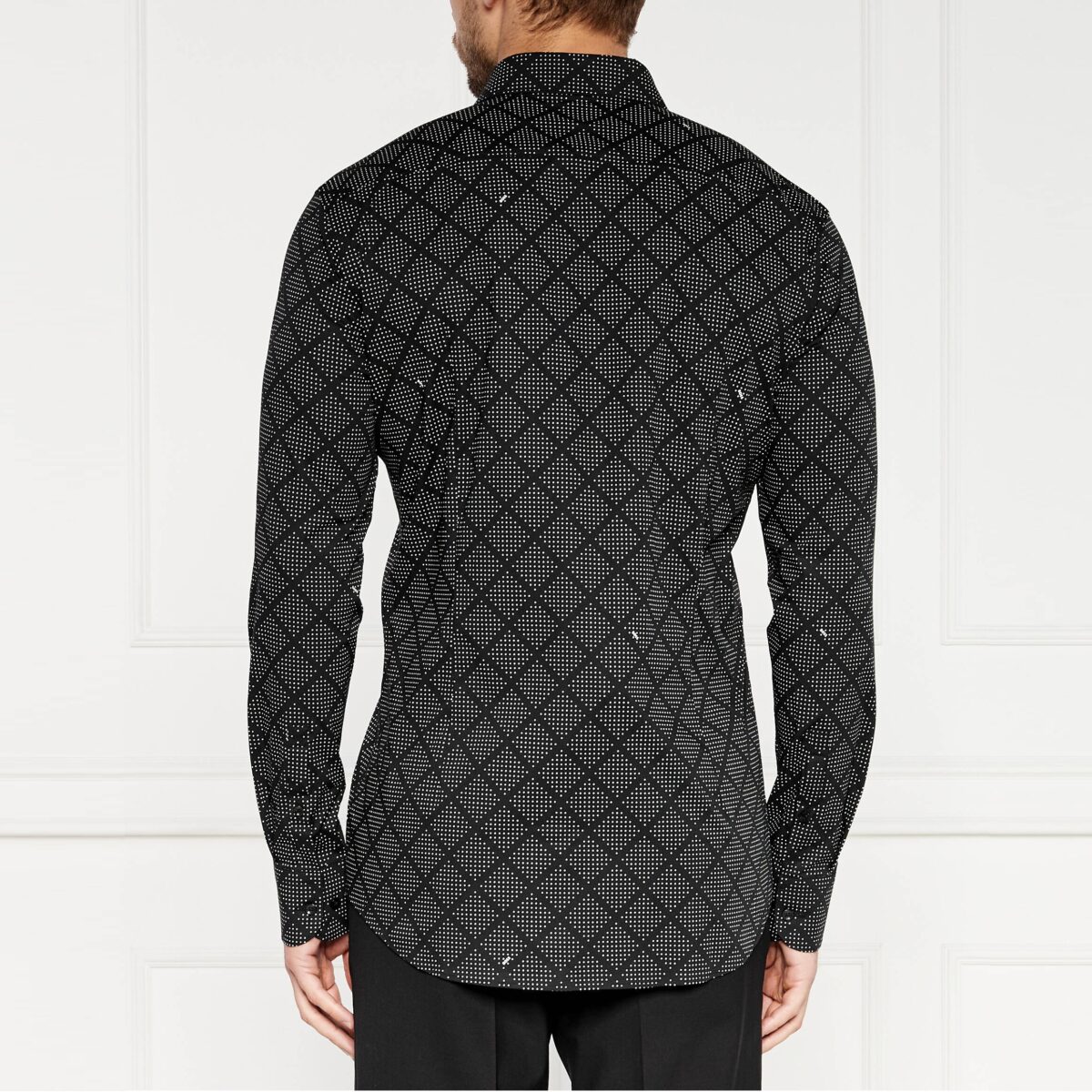 BOSS MEN H-HANK-S-KENT-C1-232 SLIM-FIT SHIRT IN PRINTED STRETCH COTTON BLACK - Image 5