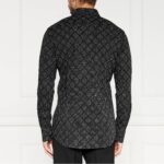 BOSS MEN H-HANK-S-KENT-C1-232 SLIM-FIT SHIRT IN PRINTED STRETCH COTTON BLACK - Image 5