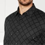 BOSS MEN H-HANK-S-KENT-C1-232 SLIM-FIT SHIRT IN PRINTED STRETCH COTTON BLACK - Image 2