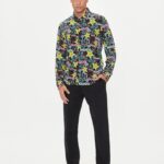 HUGO MEN VISCOSE ERMO SLIM FIT SHIRT COLORFUL BLACK - Image 5