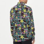 HUGO MEN VISCOSE ERMO SLIM FIT SHIRT COLORFUL BLACK - Image 4