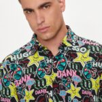 HUGO MEN VISCOSE ERMO SLIM FIT SHIRT COLORFUL BLACK - Image 3