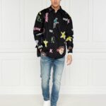 HUGO MEN SHIRT ELLISOE FROM NATURAL COTTON WITH PRINT BLACK - Image 5