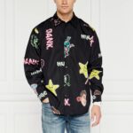 HUGO MEN SHIRT ELLISOE FROM NATURAL COTTON WITH PRINT BLACK - Image 3