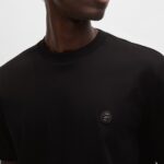 BOSS MEN C-TAUT MERCERIZED-COTTON REGULAR-FIT T-SHIRT WITH DOUBLE MONOGRAM BLACK - Image 2