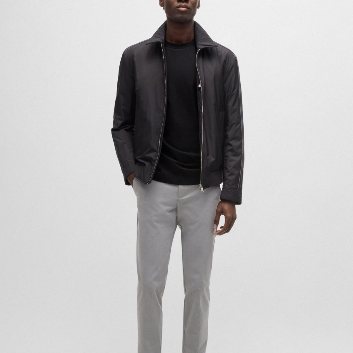 BOSS MEN C-TAUT MERCERIZED-COTTON REGULAR-FIT T-SHIRT WITH DOUBLE MONOGRAM BLACK - Image 4