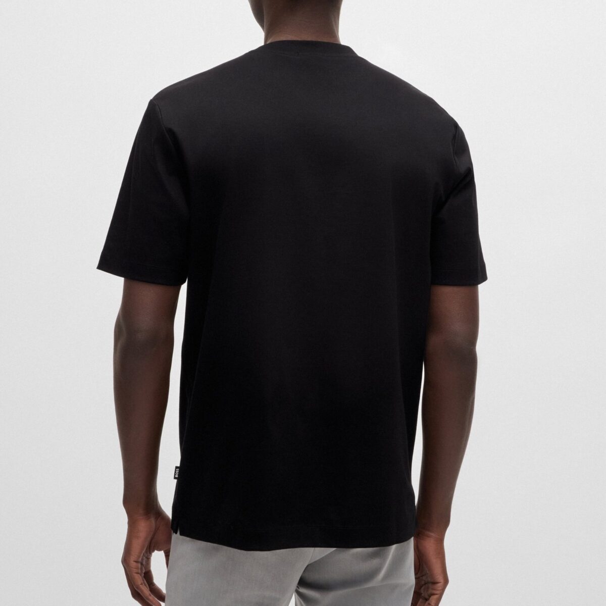 BOSS MEN C-TAUT MERCERIZED-COTTON REGULAR-FIT T-SHIRT WITH DOUBLE MONOGRAM BLACK - Image 3