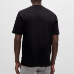 BOSS MEN C-TAUT MERCERIZED-COTTON REGULAR-FIT T-SHIRT WITH DOUBLE MONOGRAM BLACK - Image 3