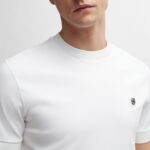 BOSS MEN C-TAUT MERCERIZED-COTTON REGULAR-FIT T-SHIRT WITH DOUBLE MONOGRAM WHITE - Image 2
