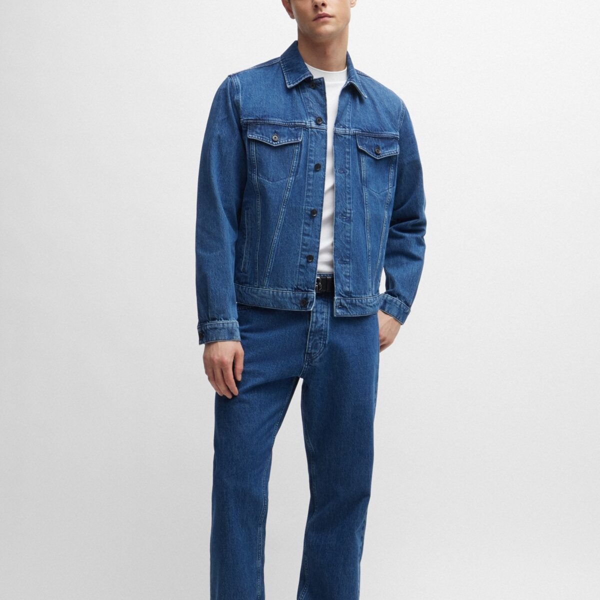 BOSS MEN C-TAUT MERCERIZED-COTTON REGULAR-FIT T-SHIRT WITH DOUBLE MONOGRAM WHITE - Image 4