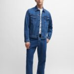 BOSS MEN C-TAUT MERCERIZED-COTTON REGULAR-FIT T-SHIRT WITH DOUBLE MONOGRAM WHITE - Image 4