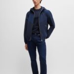 BOSS MEN C-TAUT MERCERIZED-COTTON REGULAR-FIT T-SHIRT WITH DOUBLE MONOGRAM DARK BLUE - Image 4