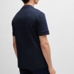 BOSS MEN C-TAUT MERCERIZED-COTTON REGULAR-FIT T-SHIRT WITH DOUBLE MONOGRAM DARK BLUE - Image 3