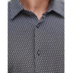 BOSS MEN P-ROAN-KENT SLIM FIT MONOGRAM-PRINT PERFORMANCE SHIRT BLACK/WHITE - Image 2