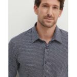 BOSS MEN P-ROAN-KENT SLIM FIT MONOGRAM-PRINT PERFORMANCE SHIRT BLACK/WHITE - Image 3