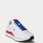 POLO RALPH LAUREN MEN TRAIN 89 SUEDE-PANELLED TRAINER WHITE/SAPPHIRE STAR/RL2000 RED
