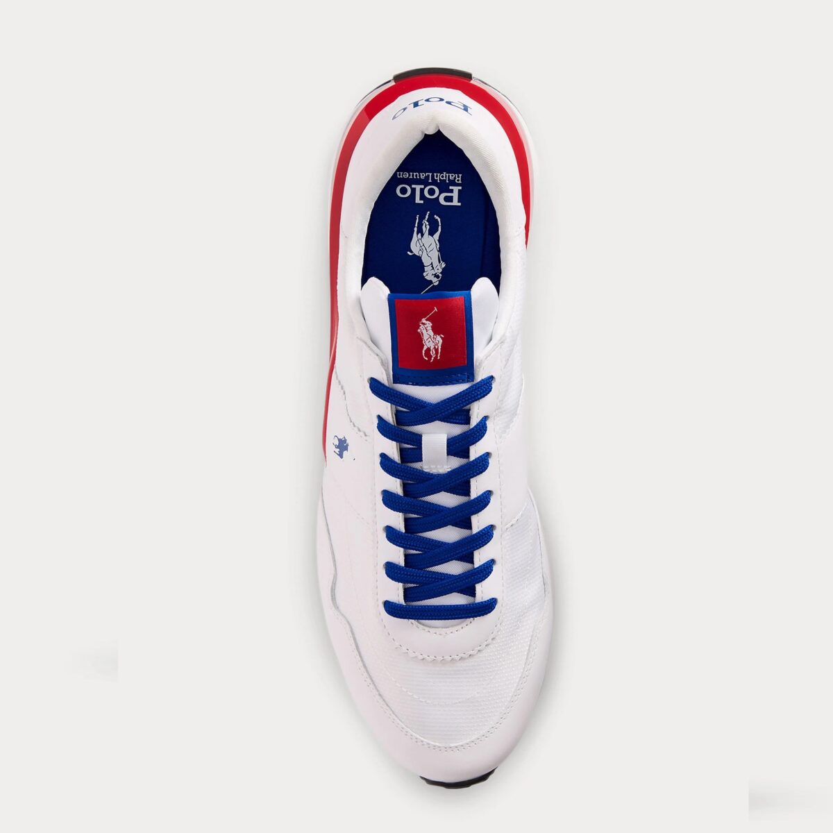 POLO RALPH LAUREN MEN TRAIN 89 SUEDE-PANELLED TRAINER WHITE/SAPPHIRE STAR/RL2000 RED - Image 4