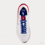 POLO RALPH LAUREN MEN TRAIN 89 SUEDE-PANELLED TRAINER WHITE/SAPPHIRE STAR/RL2000 RED - Image 4