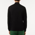 LACOSTE MEN’S HIGH ZIPPED NECK PLAIN COTTON SWEATER NOIR - Image 3