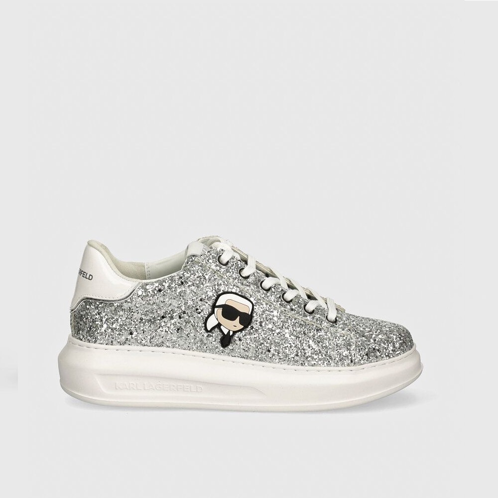 KL62573N-GSL-2 KARL LAGERFELD WOMAN GLITTER MONO SNEAKERS SILVER - Image 1