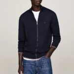 TOMMY HILFIGER MEN TIPPED ZIP-THRU JUMPER WITH SILK DESERT SKY