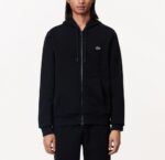 LACOSTE MEN'S CLASSIC FIT ZIP UP FLEECE HOODIE SWEATSHIRT NOIR