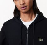 LACOSTE MEN'S CLASSIC FIT ZIP UP FLEECE HOODIE SWEATSHIRT NOIR - Image 2