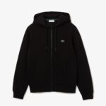LACOSTE MEN'S CLASSIC FIT ZIP UP FLEECE HOODIE SWEATSHIRT NOIR - Image 5