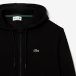 LACOSTE MEN'S CLASSIC FIT ZIP UP FLEECE HOODIE SWEATSHIRT NOIR - Image 6