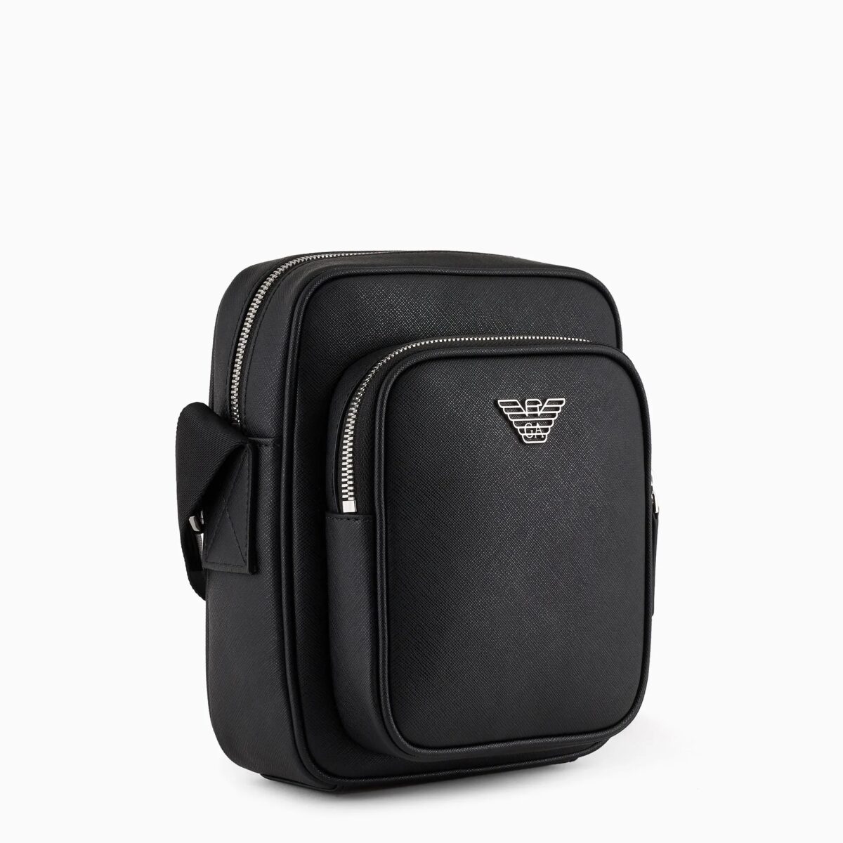 EMPORIO ARMANI MEN ASV REGENERATED SAFFIANO LEATHER SHOULDER BAG WITH EAGLE PLATE - Image 4