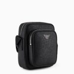 EMPORIO ARMANI MEN ASV REGENERATED SAFFIANO LEATHER SHOULDER BAG WITH EAGLE PLATE - Image 4