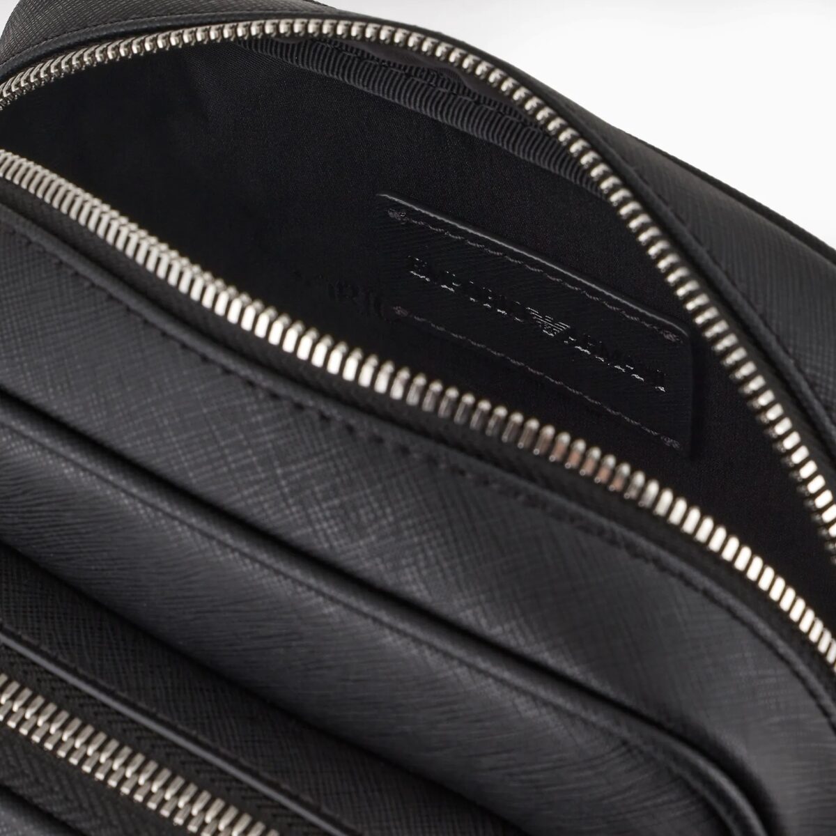 EMPORIO ARMANI MEN ASV REGENERATED SAFFIANO LEATHER SHOULDER BAG WITH EAGLE PLATE - Image 2