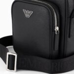 EMPORIO ARMANI MEN ASV REGENERATED SAFFIANO LEATHER SHOULDER BAG WITH EAGLE PLATE - Image 3