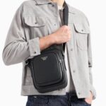 EMPORIO ARMANI MEN ASV REGENERATED SAFFIANO LEATHER SHOULDER BAG WITH EAGLE PLATE - Image 6