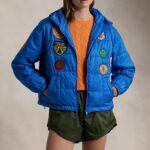 POLO RALPH LAUREN WOMANINSULATED JACKET WITH EMBROIDERED PATCHES DAKOTA BLUE